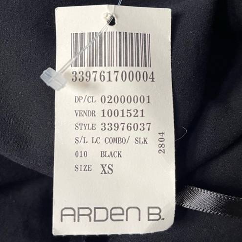 Arden B . Bodycon Asymmetrical Tie at Neck Blouse Black Size XSmall