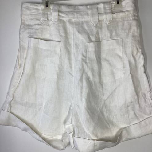 Farm Rio  Tailored Linen High Rise Shorts cream/ivory Size Large