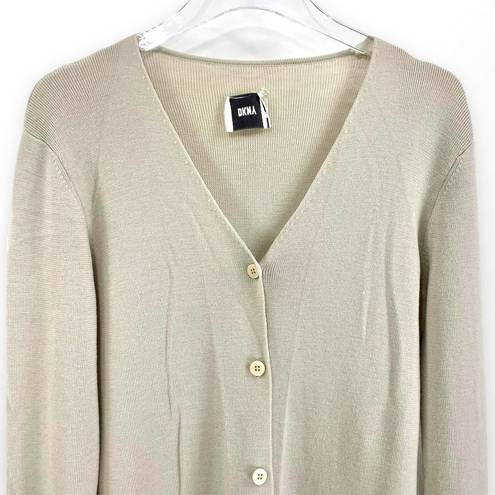 DKNY 00s  Vintage Cream Wool Knit V-Neck Cardigan Sweater