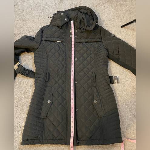 Nicole Miller  Studio Black Hooded Puffer Fur Lined Winter Coat- Size Medium