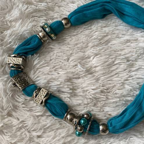 New boho scarf necklace Blue