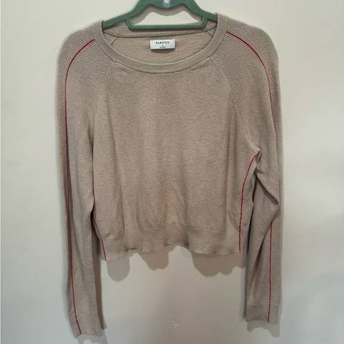 Babaton  Aritzia Artem Cotton Cashmere Tan Red Stripe Cropped Sweater Size M