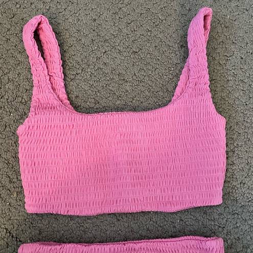 Naked Wardrobe NWOT  Smocked 2 Piece Bikini Pink size Small