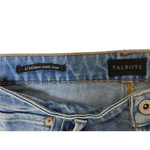 Talbots  Modern Ankle Skinny Ribbon Tape Stripes Light Wash Denim Jeans Size 8