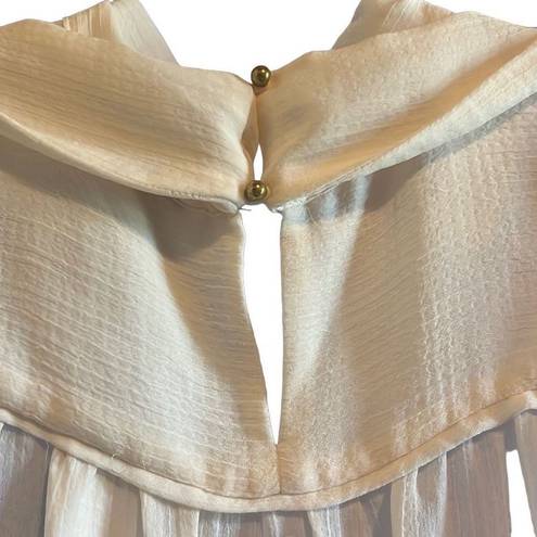 Who What Wear Who Wore What NWT Cream Semi Sheer Back Tie Blouse Sz L