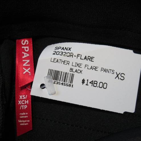 Spanx NWT  20457R Leather-Like Flare in Black Faux Pull-on Pants XS x 33