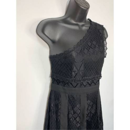 Foxiedox  Women's One Shoulder Sleeveless Juliet One Lace Gown Black Size Small