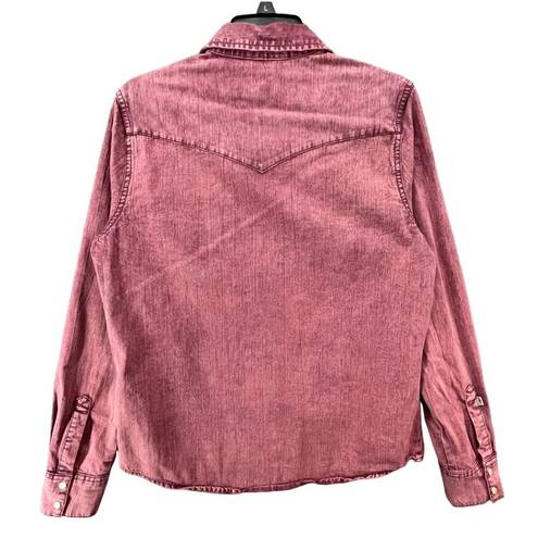 Kimes Ranch  Kaycee Shirt Womens M Wine Purple Pearl Snap Pockets Western Top