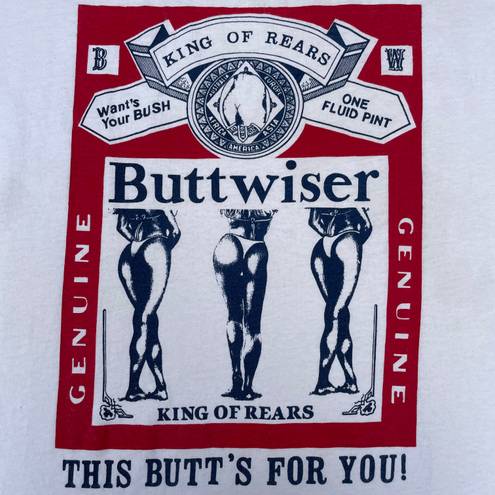 Tultex Vintage Buttwiser King Of Rears Graphic White T-shirt