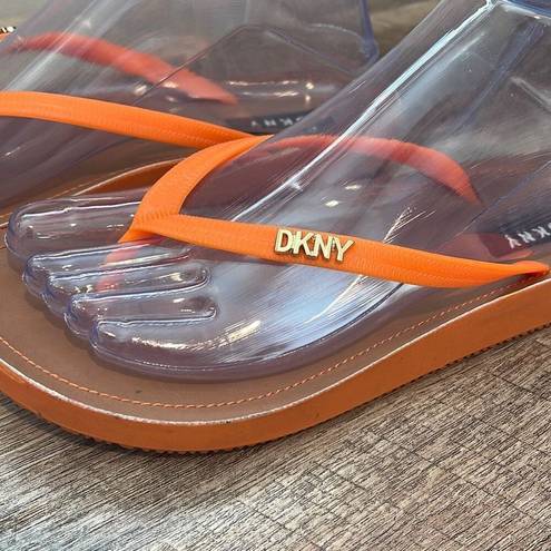 DKNY  Madi Orange Flip Flops Size 8 NWOB