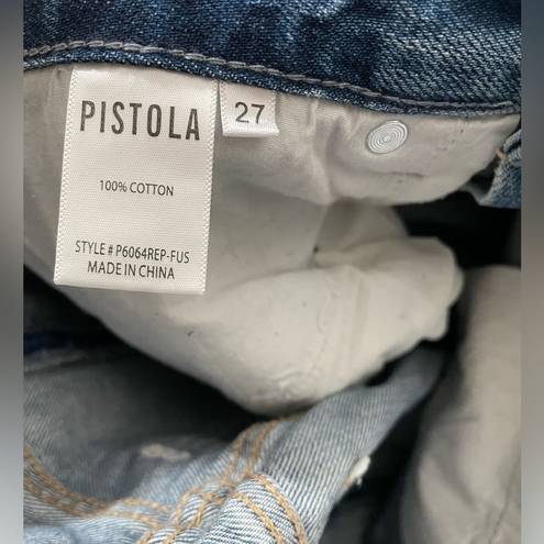 Pistola New  Charlie High Rise Button Fly Straight Fray Hem Light Wash Jean Sz 27