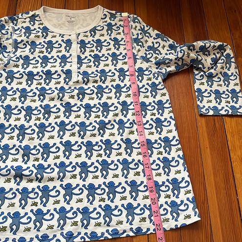 Roller Rabbit  Blue Monkey Pima Cotton Pajama Top Sz S