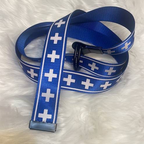 BP . + WILDFANG Adjustable D-Ring Belt Polyester 
Blue white Cross New unisex OS