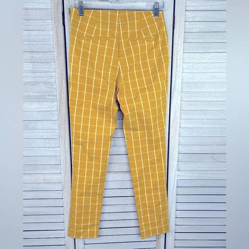 A New Day  Stretchy Slim Fit Ankle Pants Yellow/White Plaid-4