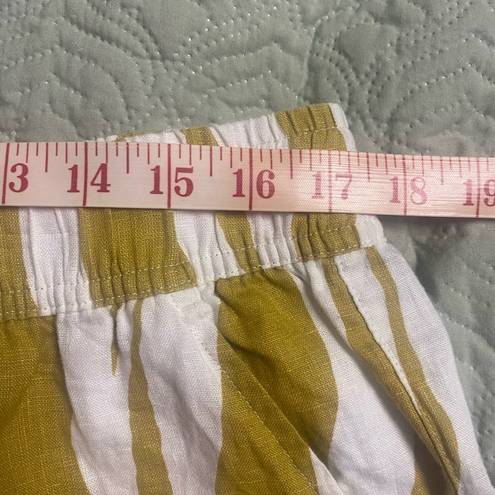 Rachel Zoe  Women’s Stripe 100% Linen Pull On Cropped Pants Golden Yellow Size XL