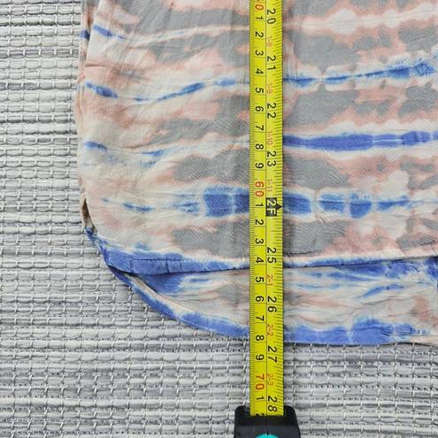 Cynthia Rowley  Size S 100% Silk Tie-dye Striped Racerback Tank Top Pink Blue