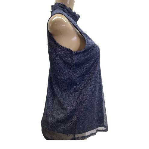 Luna  Rae Blue Shimmery Sleeveless Blouse Size Large New