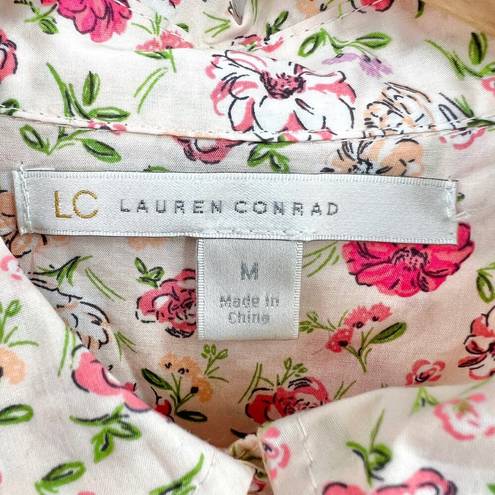 LC Lauren Conrad  MEDIUM Pink Floral Button Up Shirt Long Sleeve 100% Cotton