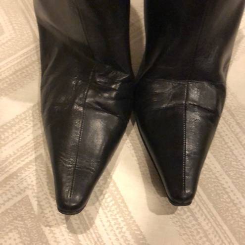 Jimmy Choo  Tall Black Leather Pointy Boots 85MM