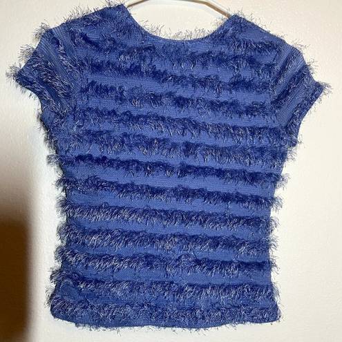 Amy Byer VTG  Eyelash Crop Sweater Crew Neck Pullover Blue Small