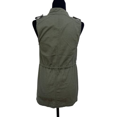 Harper  Army Green Vest With Colorful Pocket Accents Size S 100% Cotton