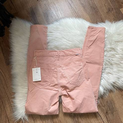 Petal MOTHER High Waisted Looker Velvet Jeans In  Pink