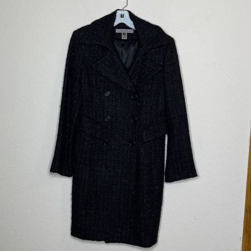 5|48  Metallic Black Coat Wool Blend