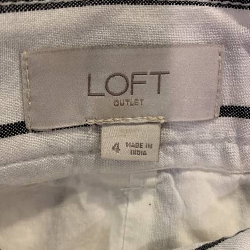 The Loft  Outlet White Gray Striped Button Through Midi Belted Skirt Size 4 EUC #6666