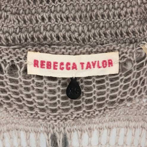 Rebecca Taylor  Grey Chunky Cap Sleeve Open Knit Cardigan Sweater Wool Mohair XS