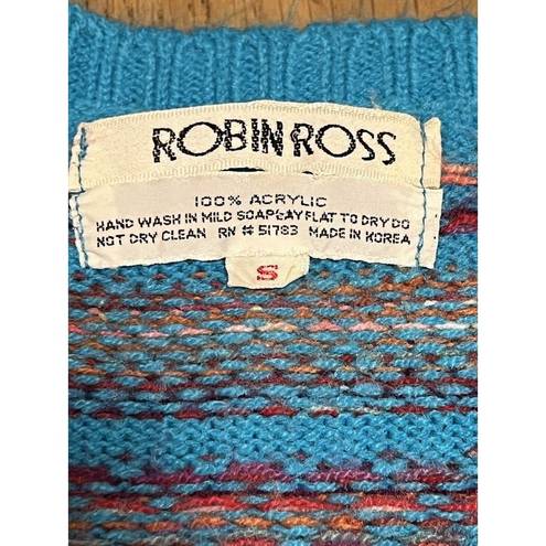 Ross Vintage Robin  Tight Knit Sweater Fair Isle‎ Blue Women’s size S