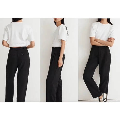 Madewell  | NWT | Pleated Tapered-Leg Pants in Easygoing Crepe | Black | Sz 2