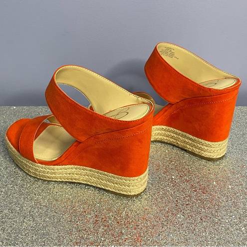 Jessica Simpson  Orange Faux Suede w/ Rope Bottom Wedge Size 8.5M