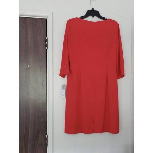 Preston & York Size 10 Dress Red 3/4 Sleeves Women Dress