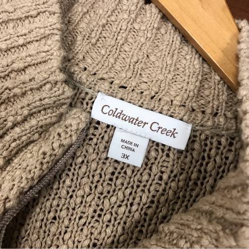 Coldwater Creek  Tan Brown Zip Up Pockets Cardigan Sweater Plus 3X