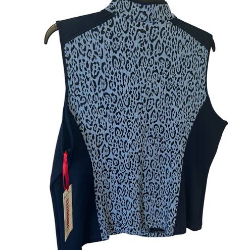 Ruby  Road blue stretch full zip leopard print Petite Large ladies vest NEW