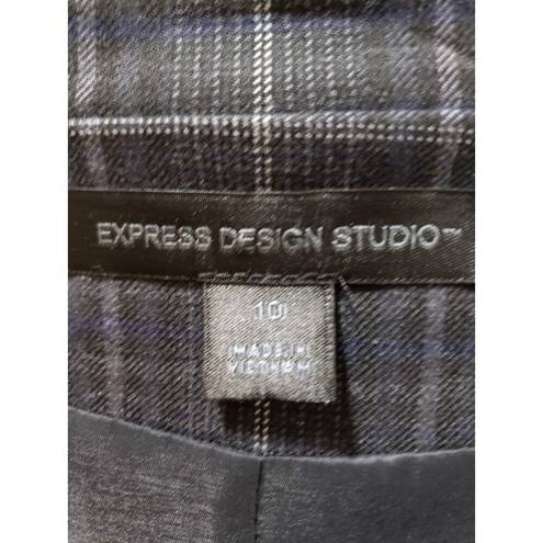 EXPRESS  Design Studio Women Gray Plaid Single Breasted Two Button Blazer Size 10