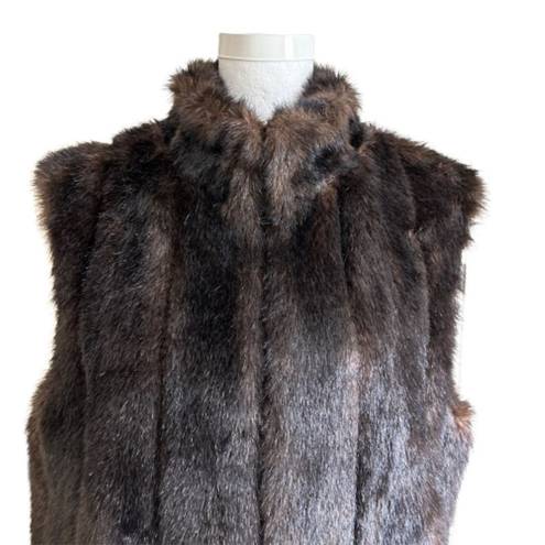 Gallery  Women Vest Brown Faux Fur Pockets Vest Coat Size Medium