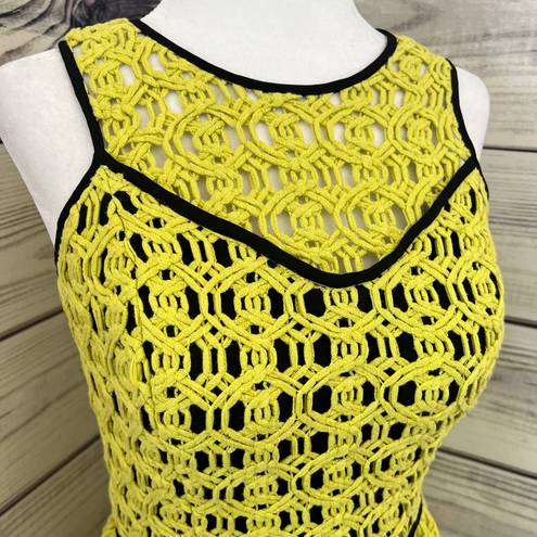 Hunter Bell Yellow & Black Crochet Skater Dress