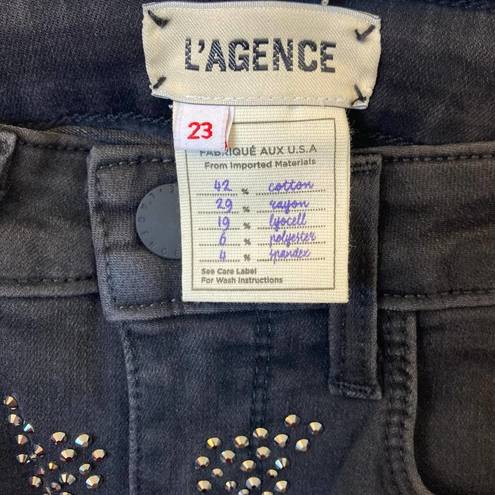 L'Agence NWT  Margot Embellished Cropped High-Rise Skinny Jeans Size 23