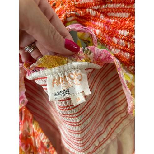 Rococo  SAND Nesh Cut Out Mini Dress Pink Orange Yellow Womens Size Medium