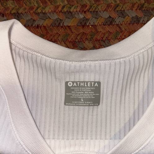 Athleta  WHITE RIBBED BASIC ATHLETIC TEE