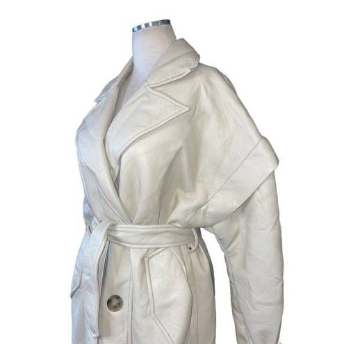 Apparis Kiera Faux Leather Trench Coat in Ivory Large