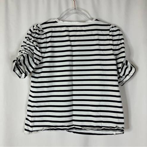 Kate Spade  | Navy & White Stripe Ruched Short Sleeve M