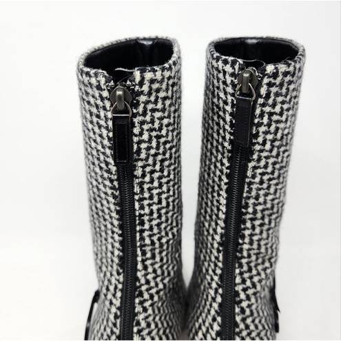 Jimmy Choo  Vintage VTG Wool Houndstooth Pattern Heeled Boots Pointed Toe Size 38