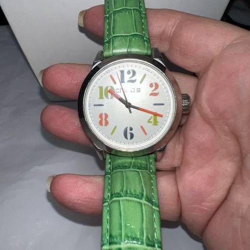 Chico's  Green Croco Embossed Strap Big Number Watch (needs battery)