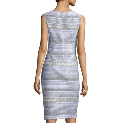 St. John Raya Knit Stripe Scoop Neck Sheath Dress