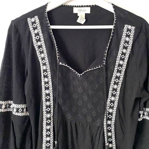 Style & Co  boho bell sleeve tassel black small