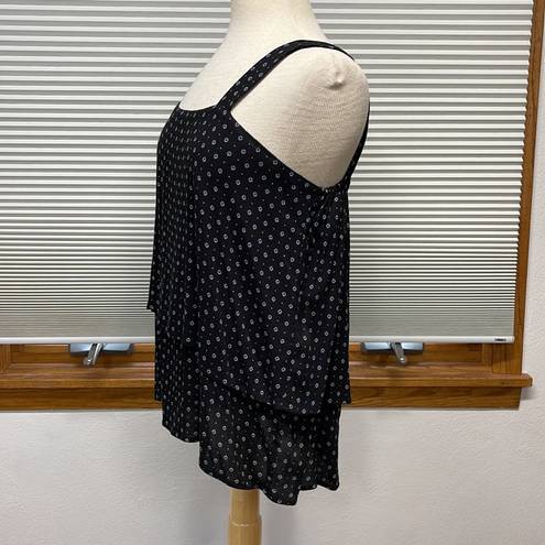 Bobeau S //  NWT Black and Blue Patterned Tiered Tank Top