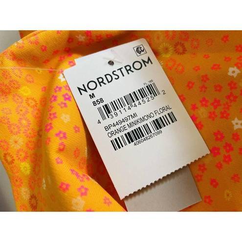 BP  Nordstrom Orange Micro Floral Tube Top Size M Strapless Y2K 90s M12