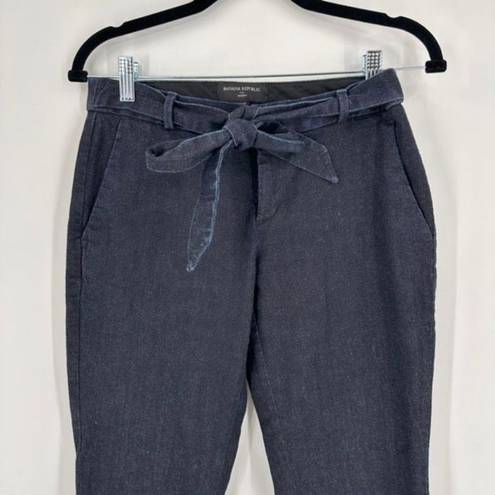 Banana Republic  Women's Chambray Avery Tie Waist Ankle Pants Dark Blue Size 2